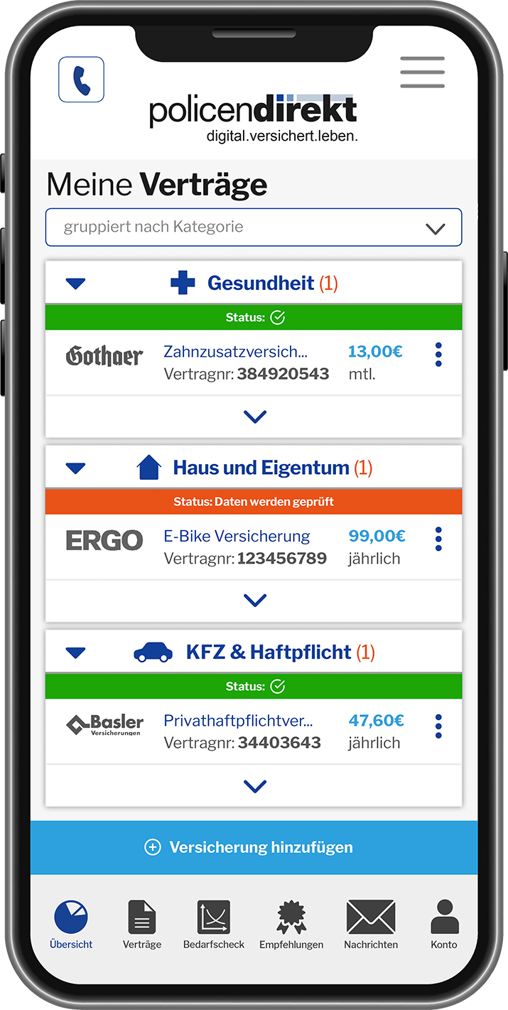 versicherungsmanager policen direkt